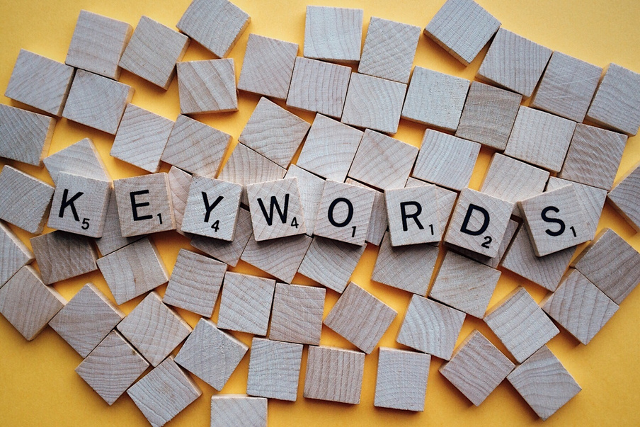 Word Keywords Written with Wooden Scrabble Letters